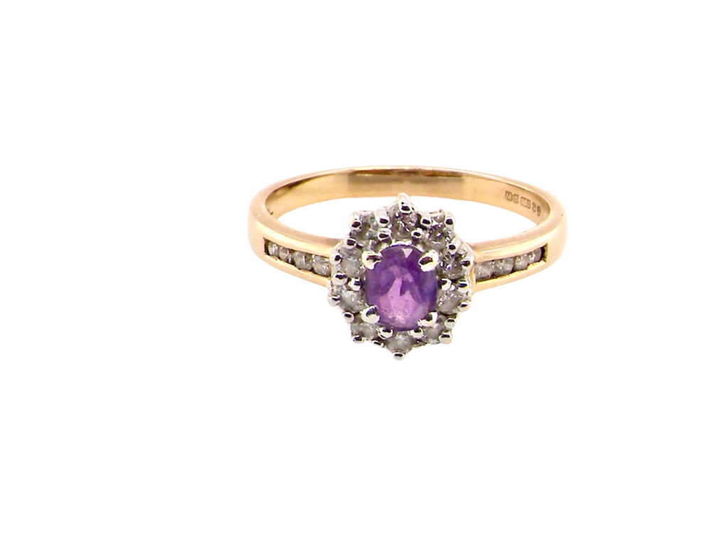 amethyst and diamond engagement ring