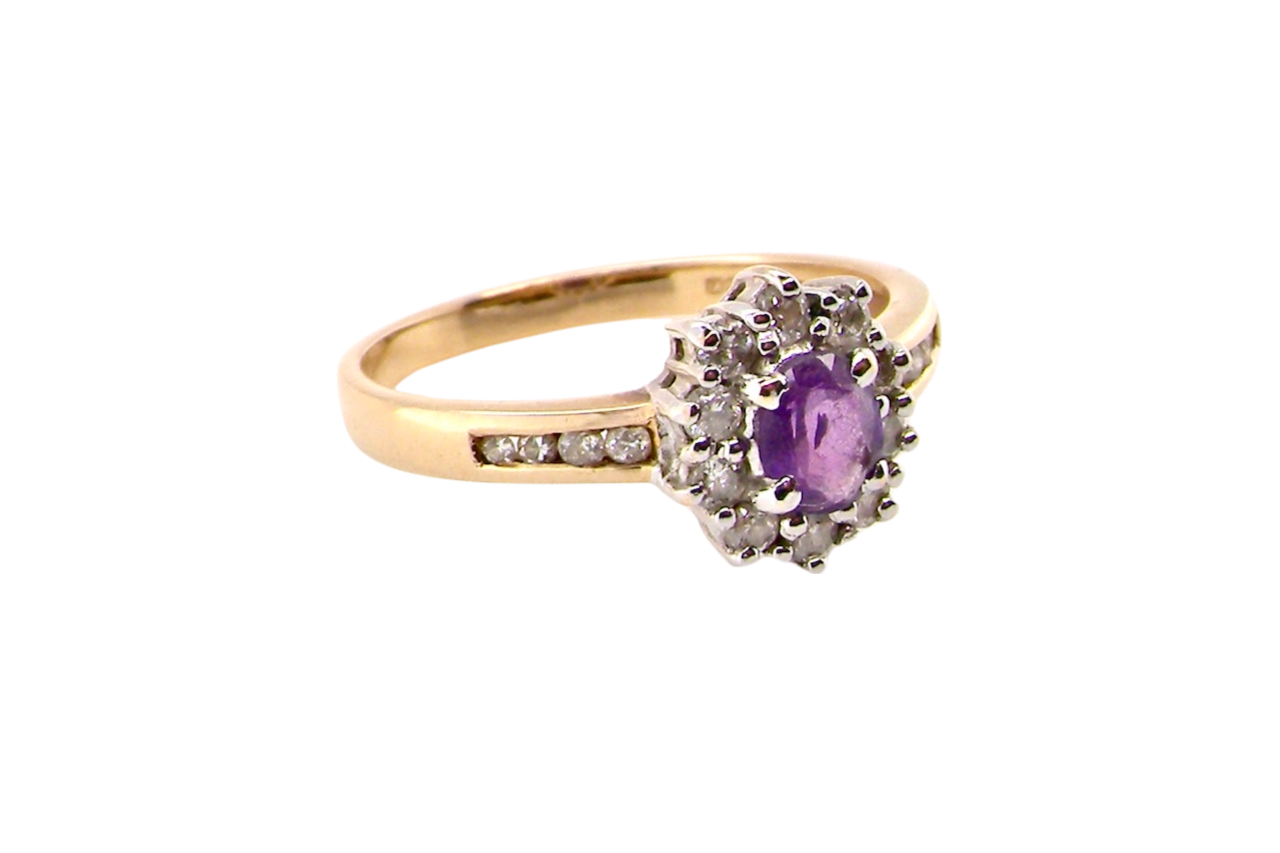 amethyst and diamond ring