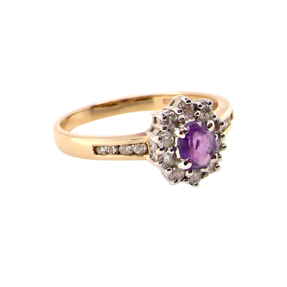 amethyst and diamond ring