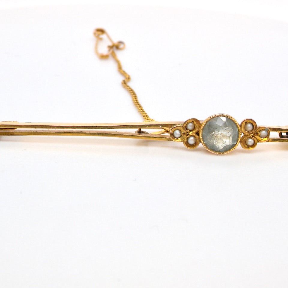 Antique aquamarine bar brooch