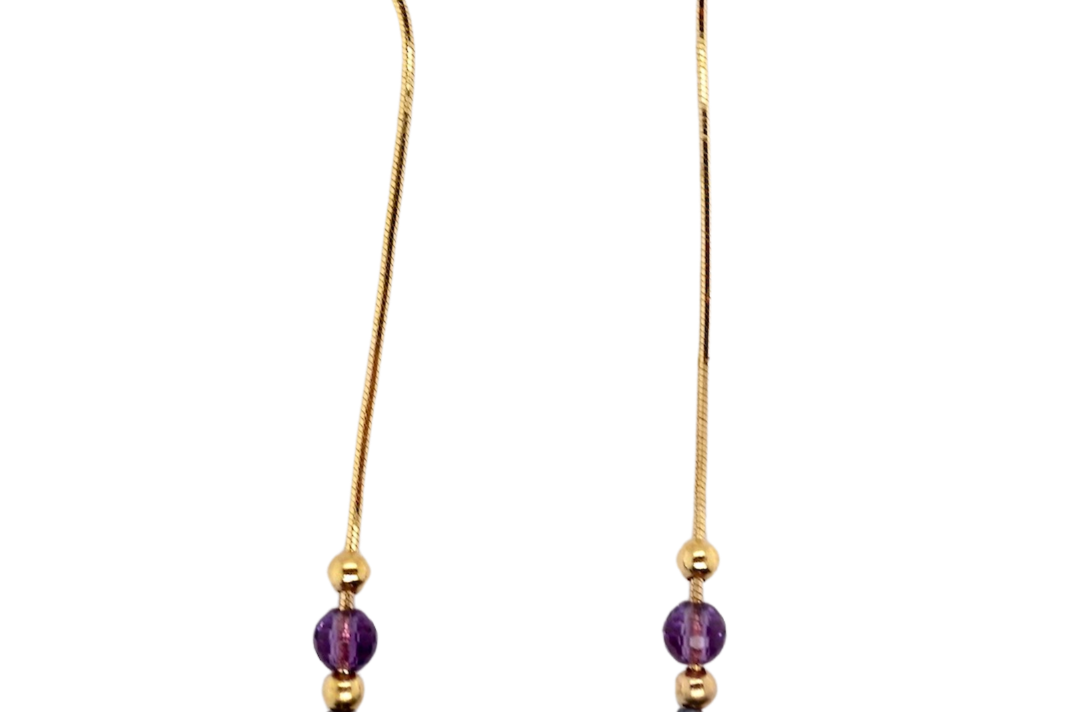 sapphire and amethyst drop earrings