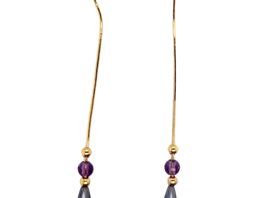 sapphire and amethyst drop earrings