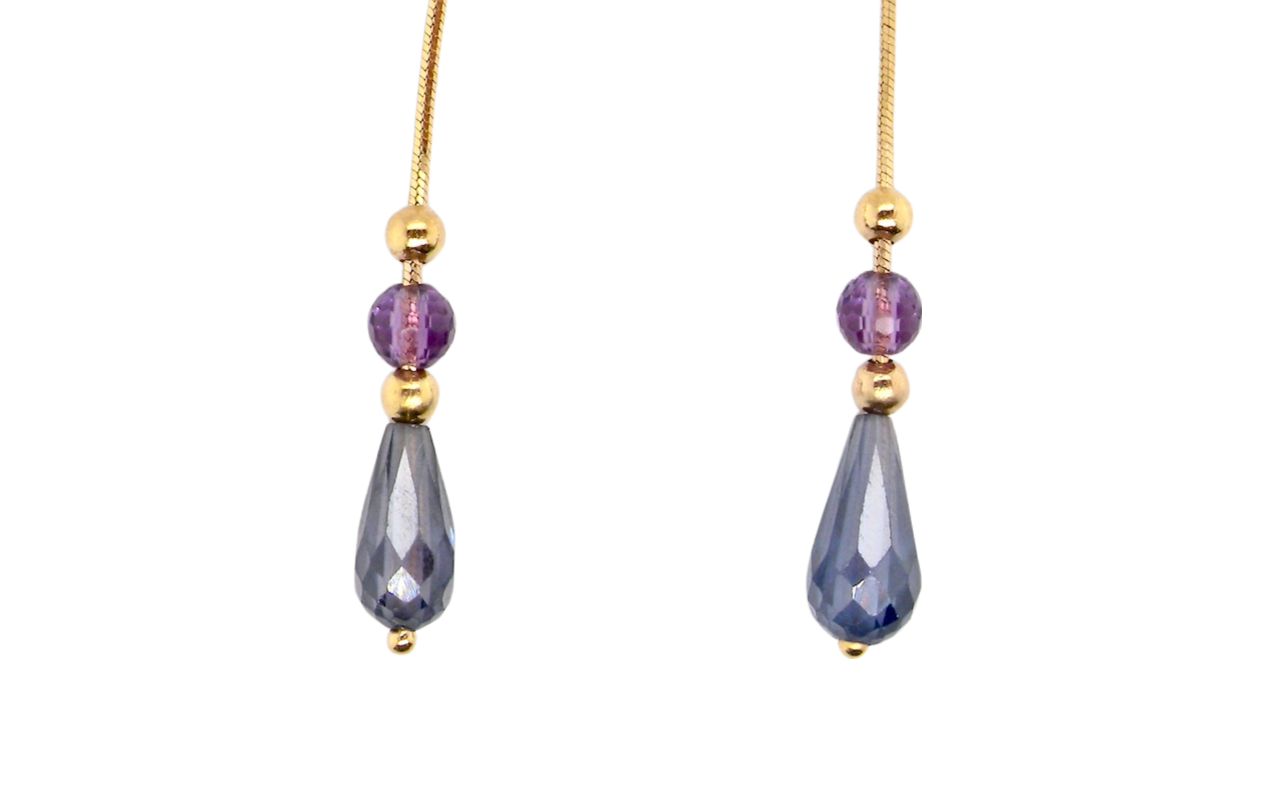 sapphire and amethyst earrings