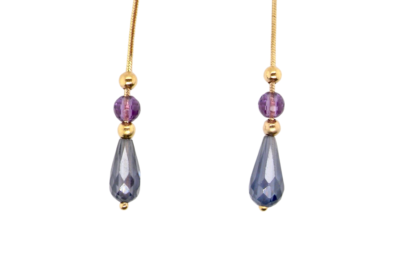 sapphire and amethyst earrings