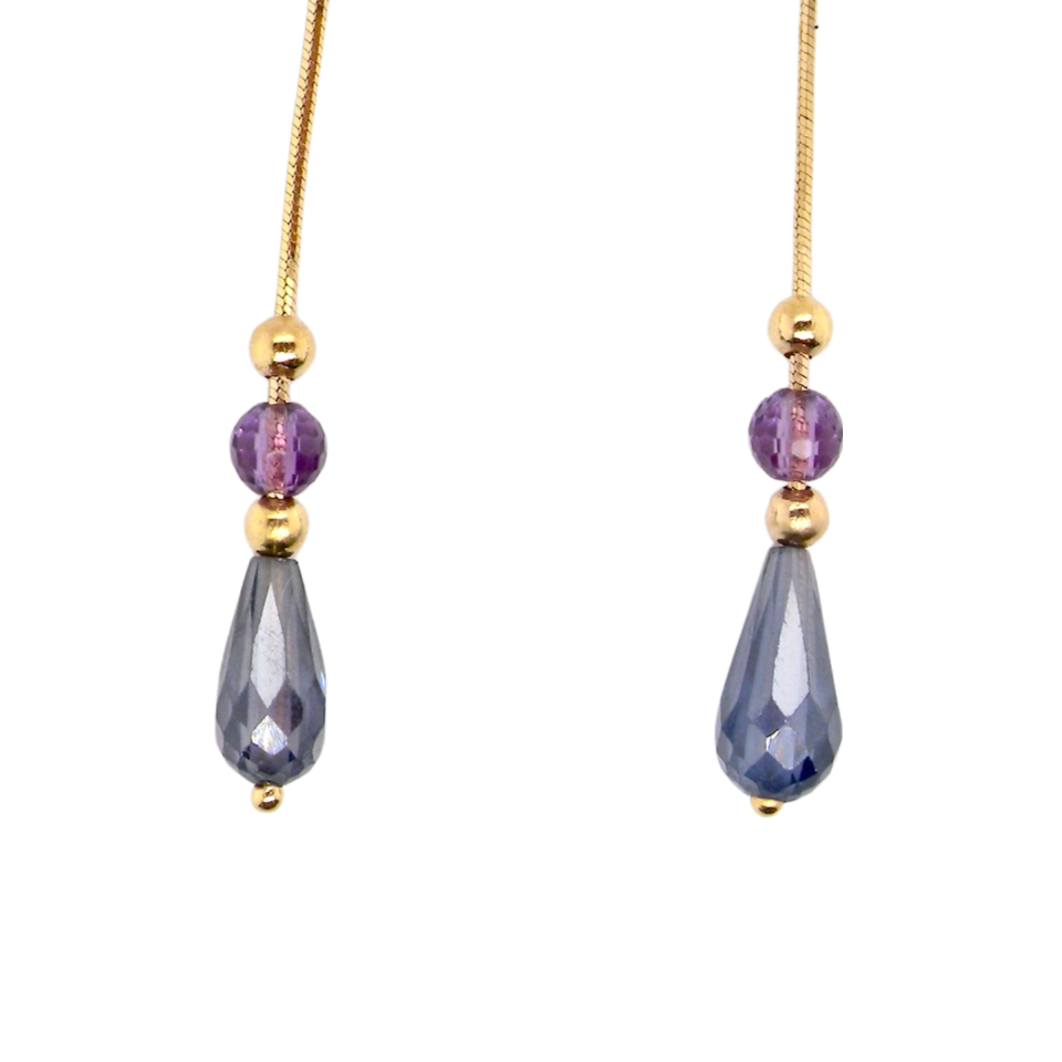 sapphire and amethyst earrings