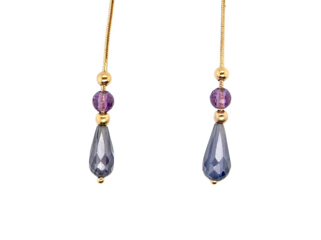 sapphire and amethyst earrings