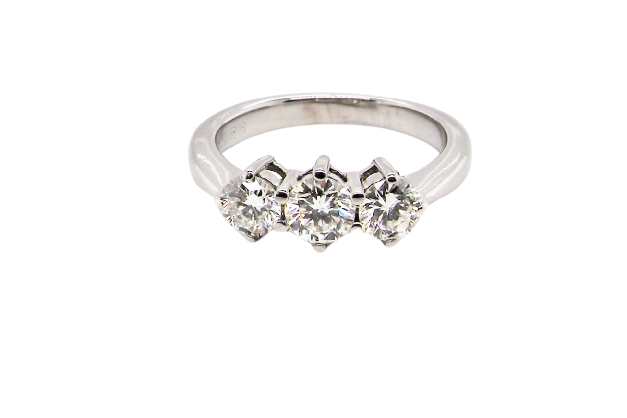three stone diamond engagement ring