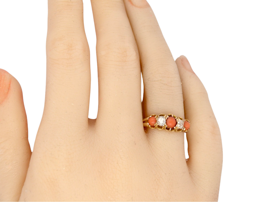  coral and diamond dress ring
