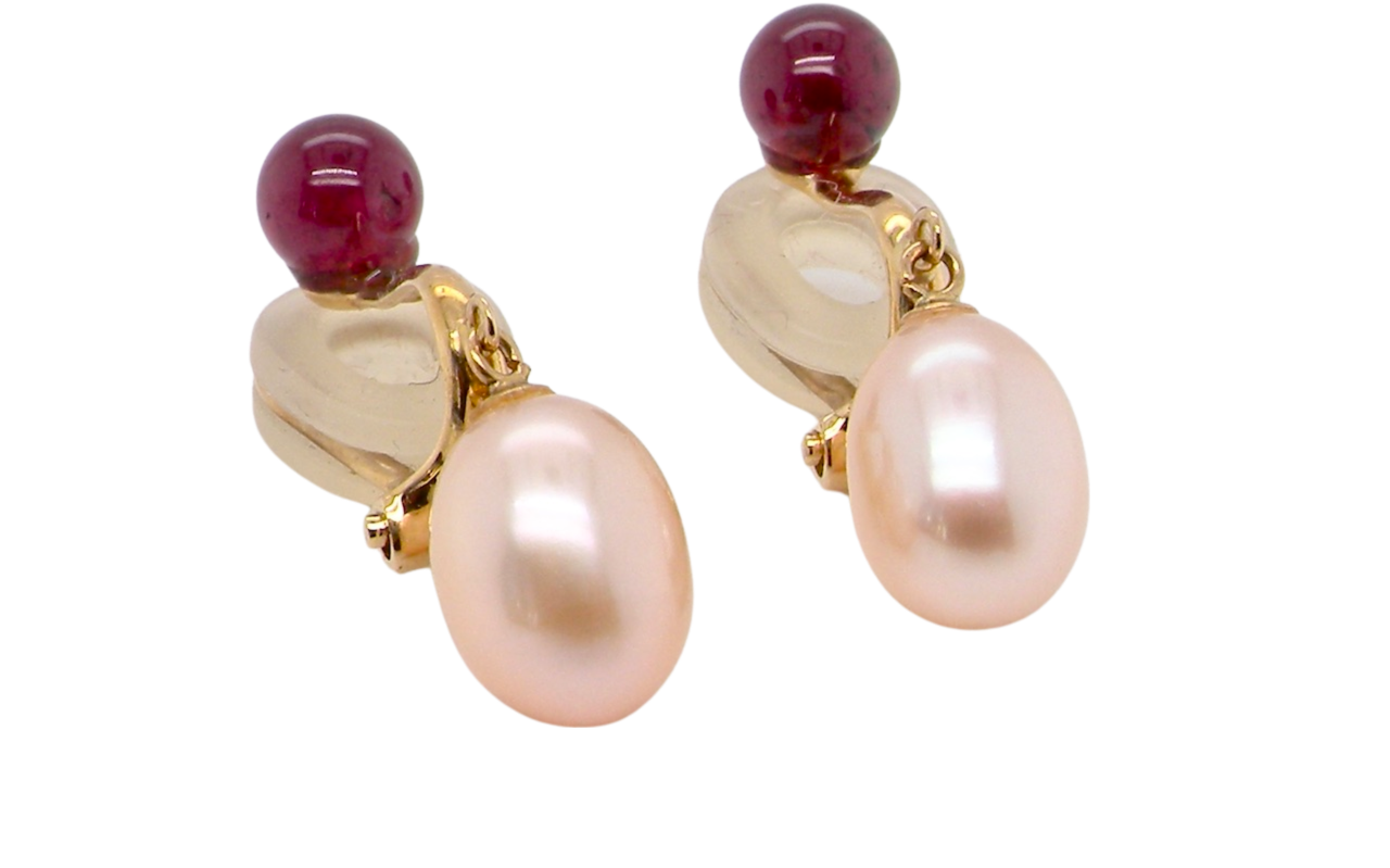 pearl and garnet earrings