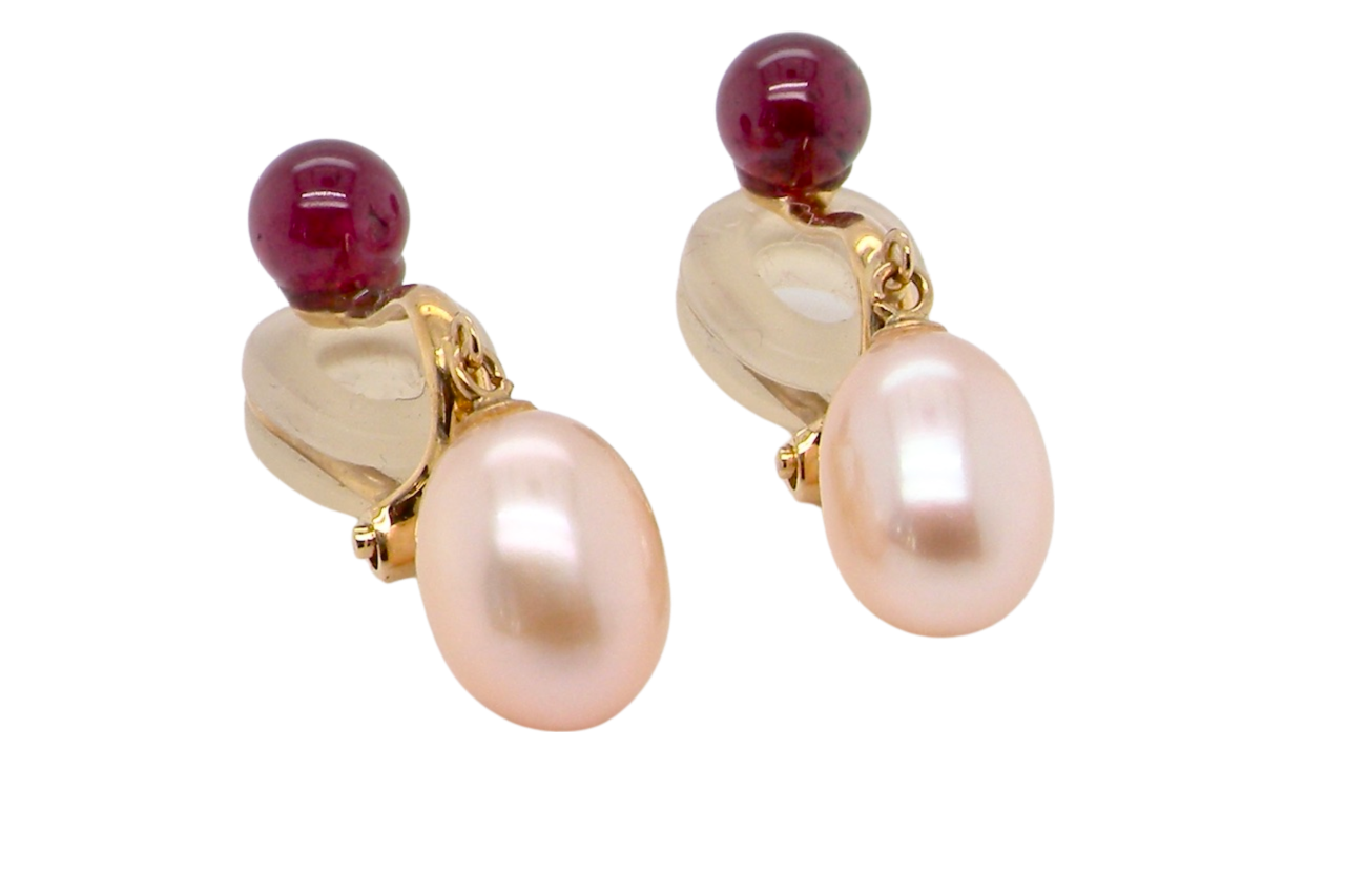 pearl and garnet earrings