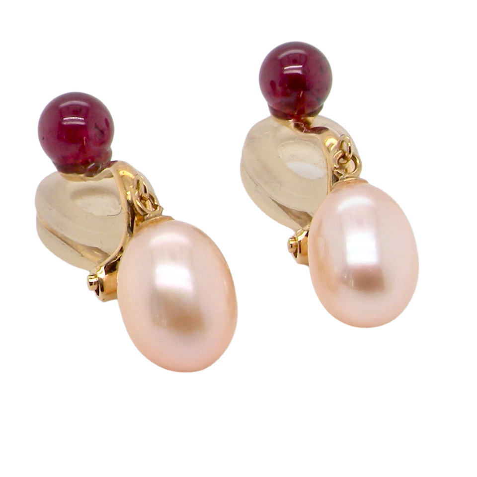 pearl and garnet earrings