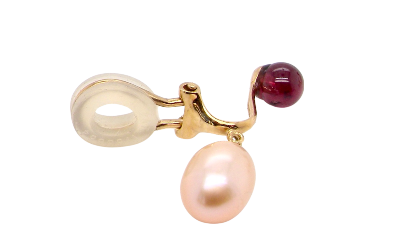pearl and garnet earring