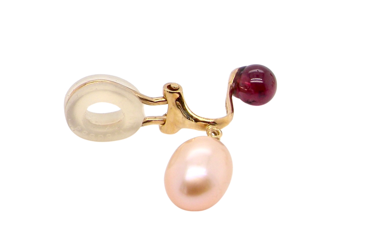 pearl and garnet earring
