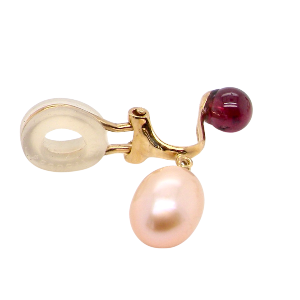 pearl and garnet earring