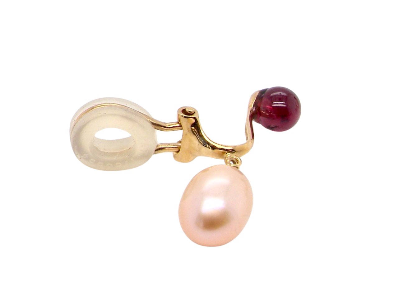 pearl and garnet earring