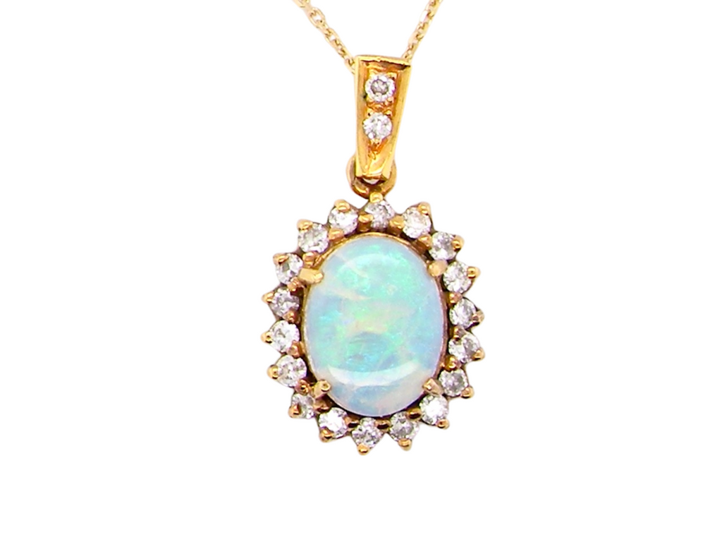 An opal and diamond pendant