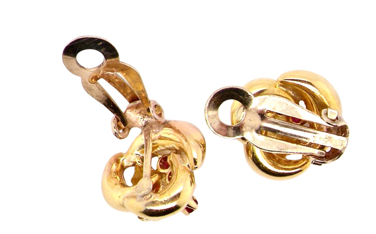 ruby clip earrings