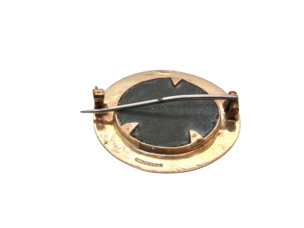 A Pietra Dura gold brooch reverse