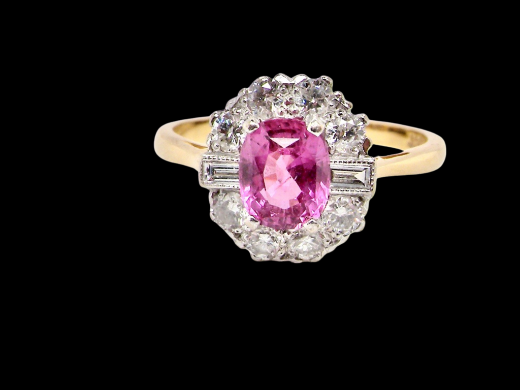 Stunning Pink Sapphire and Diamond Ring