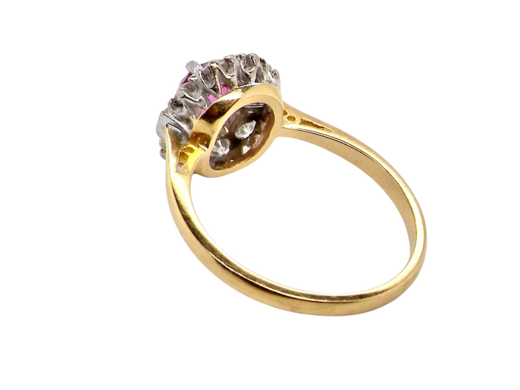 Rear of a  Pink Sapphire and Diamond Ring
