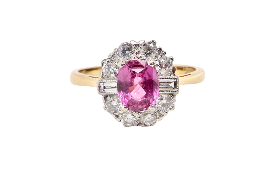 A beautiful Pink Sapphire and Diamond Ring