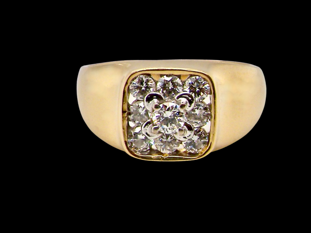 An 18 carat gold diamond signet style ring