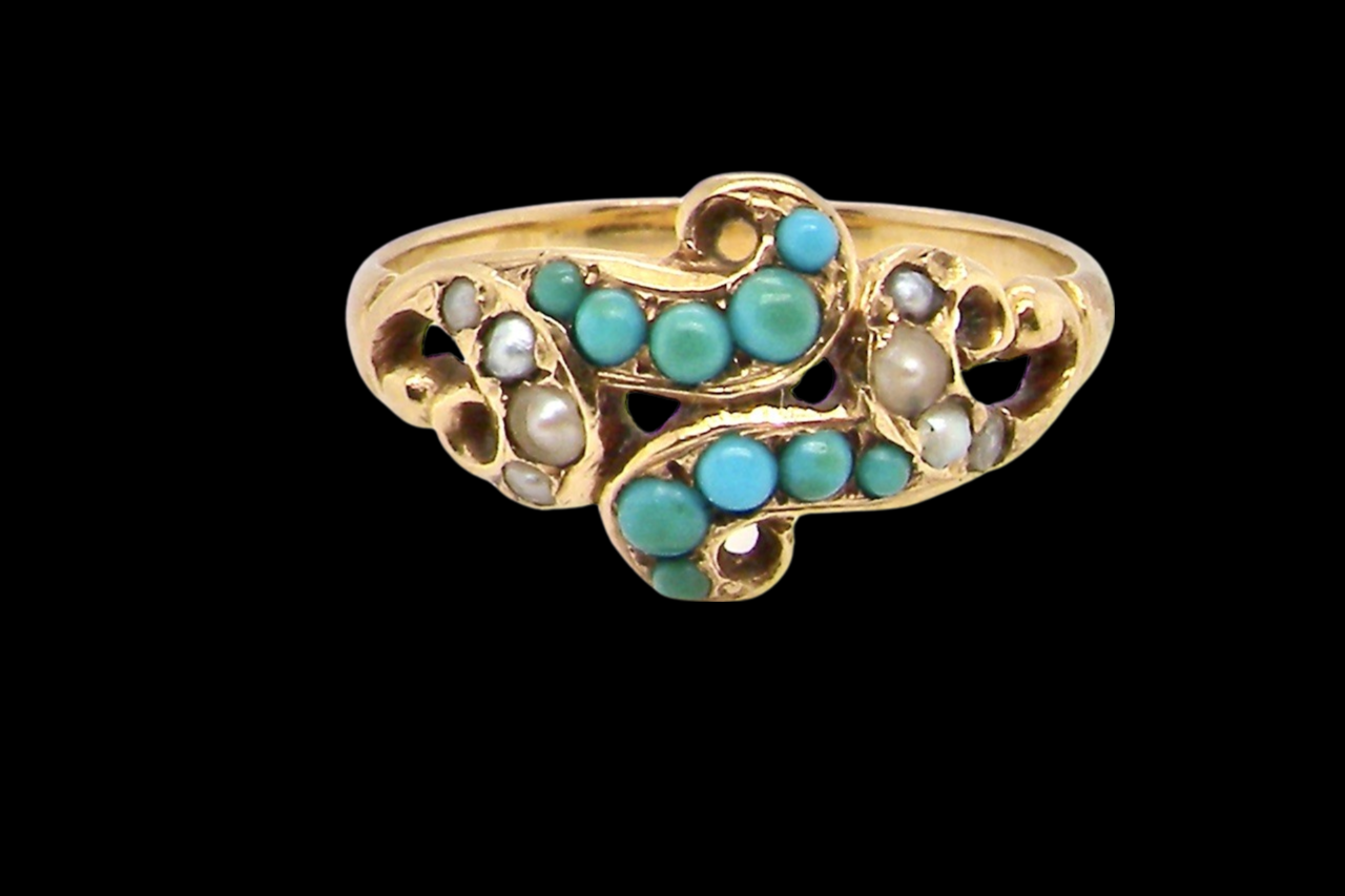 Turquoise & Pearl ring