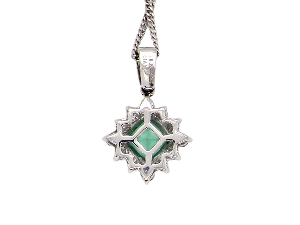 rear of emerald and diamond pendant
