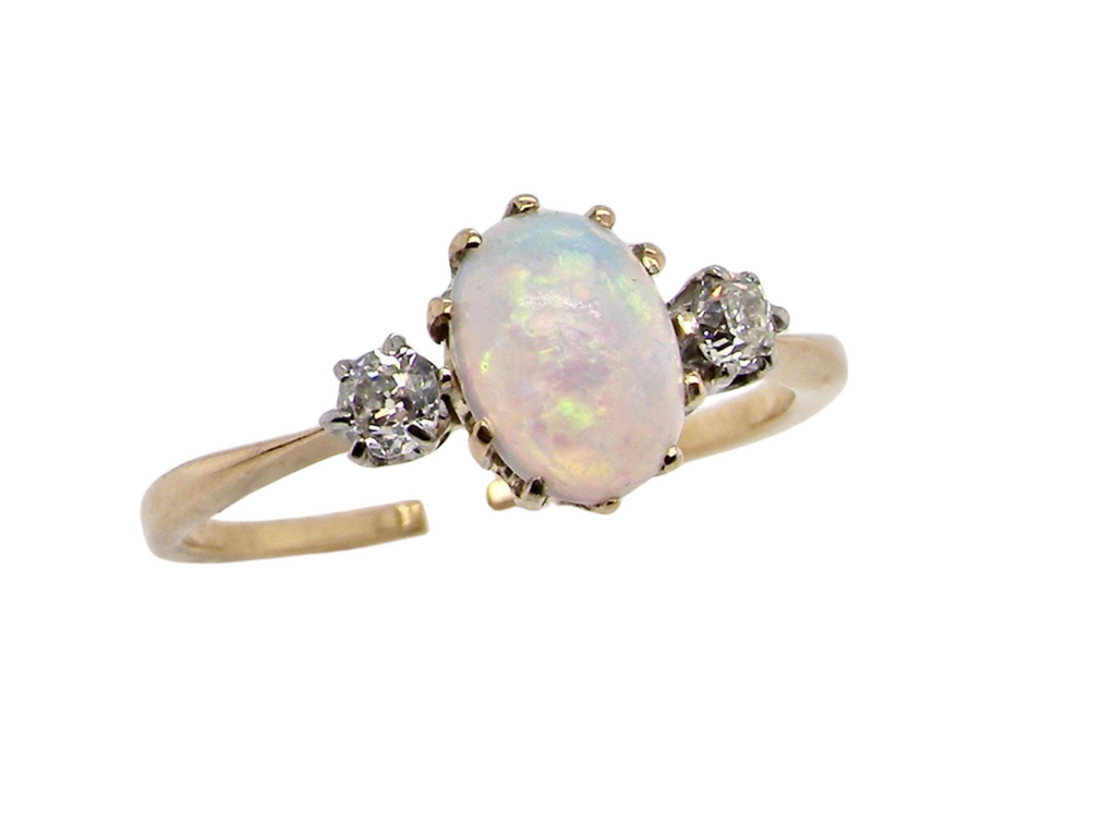 vintage opal and diamond ring