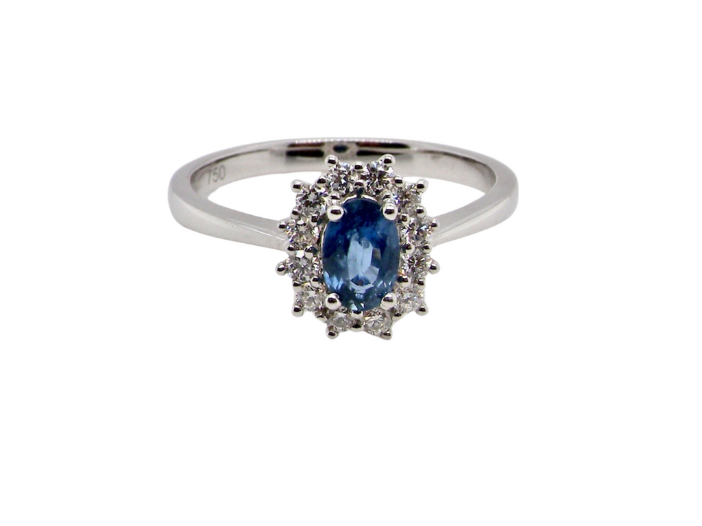  sapphire and diamond cluster ring