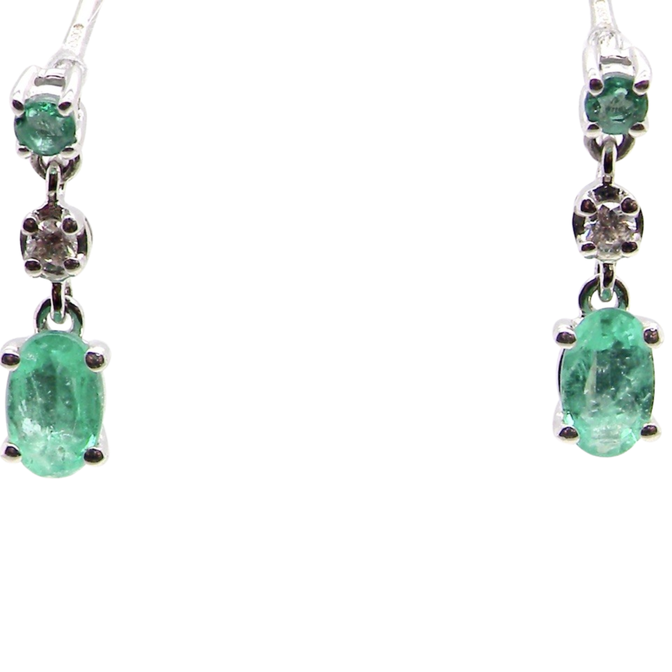 A pair of emerald and diamond earrings