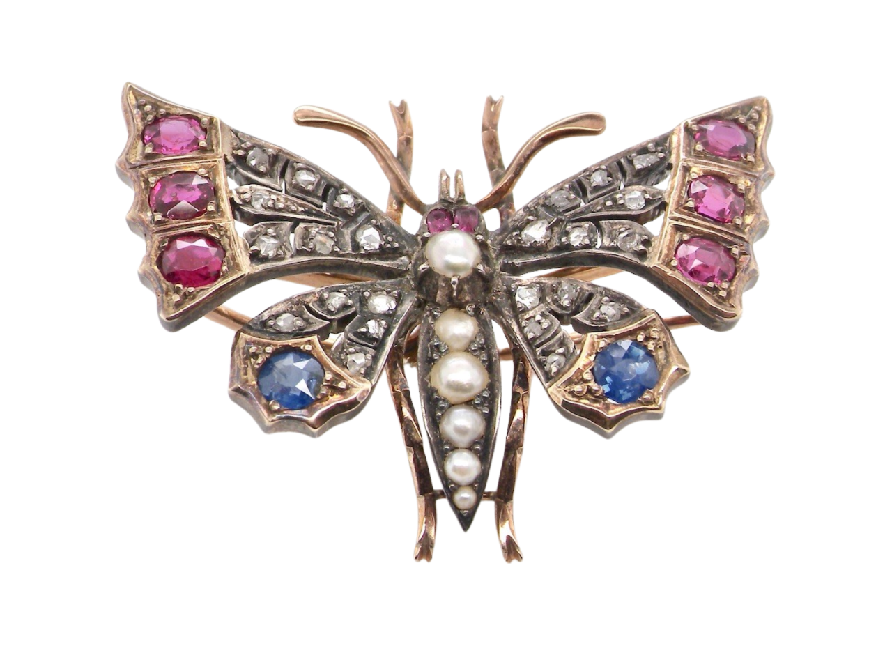 Victorian multi gemstone butterfly brooch