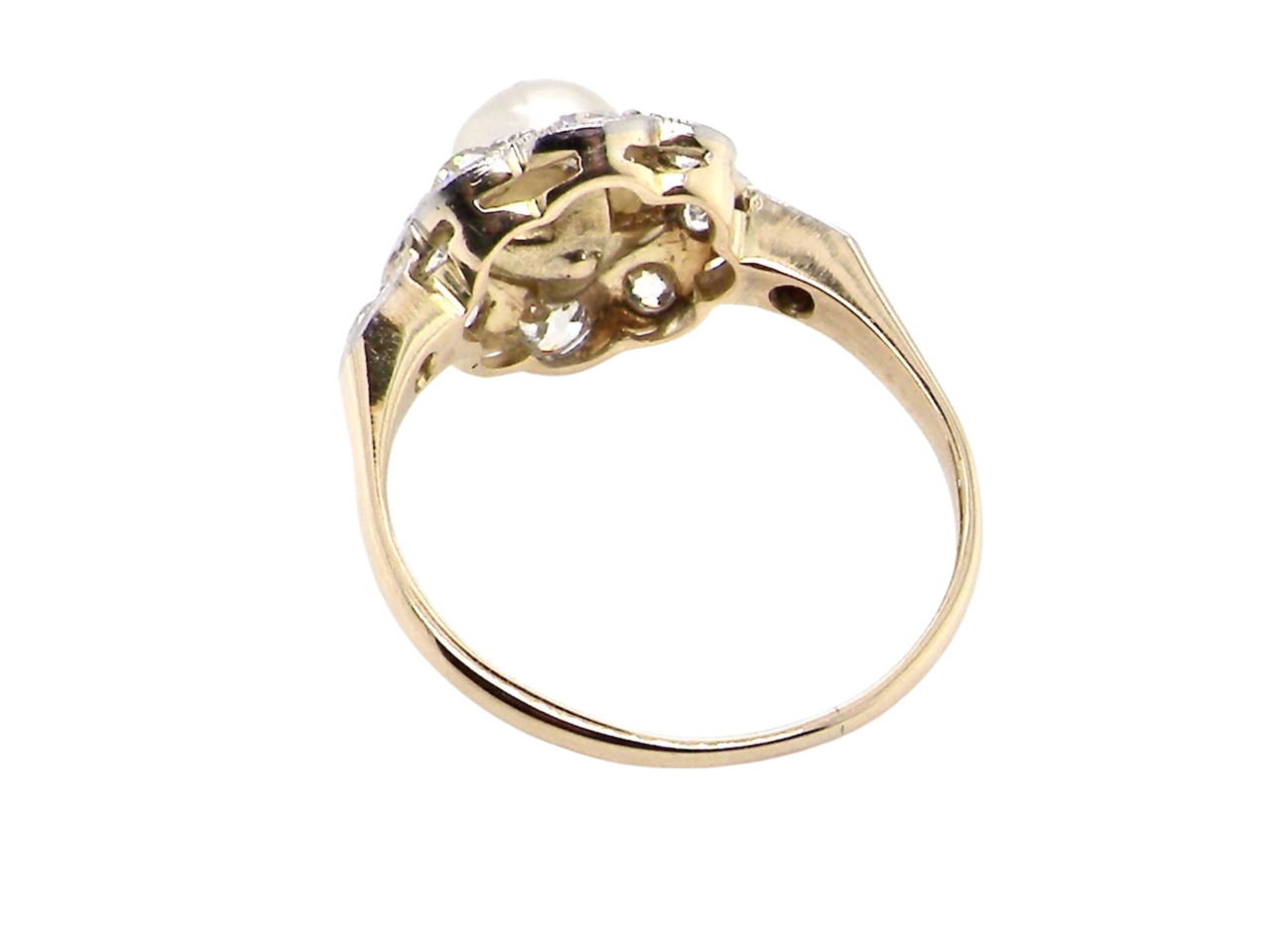 pearl diamond cluster ring