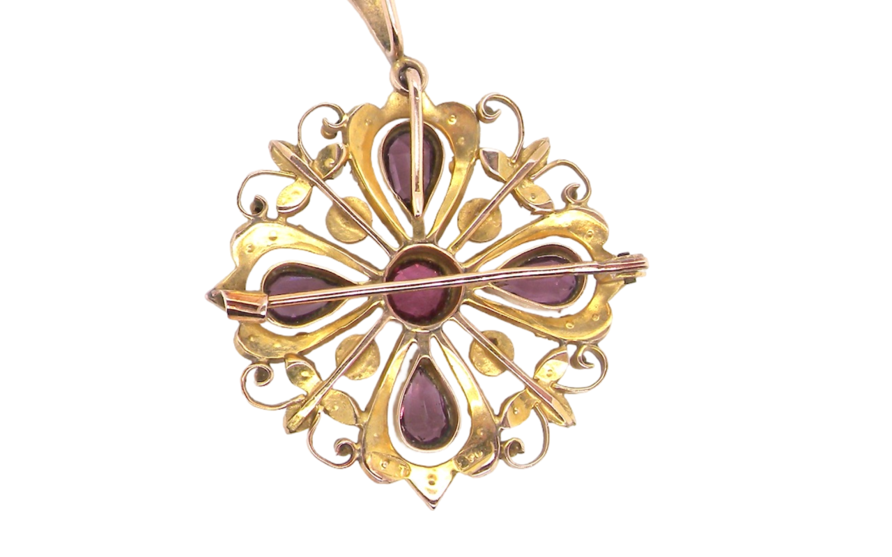 rear view amethyst and pearl pendant/brooch