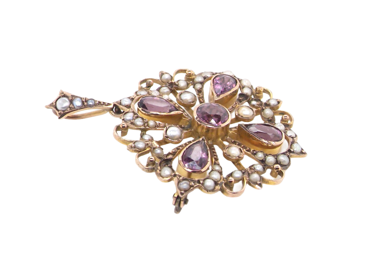 amethyst and pearl pendant/brooch