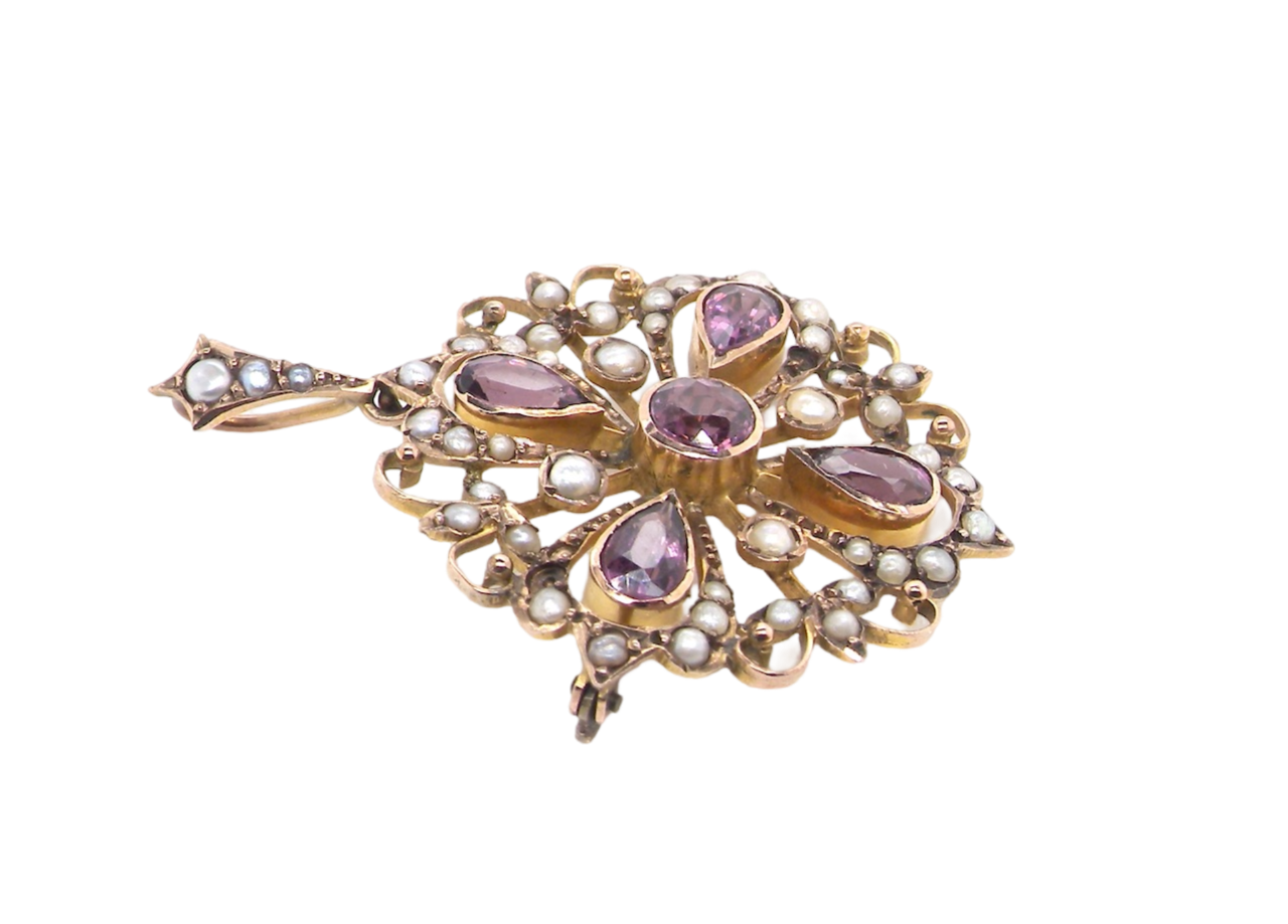 amethyst and pearl pendant/brooch
