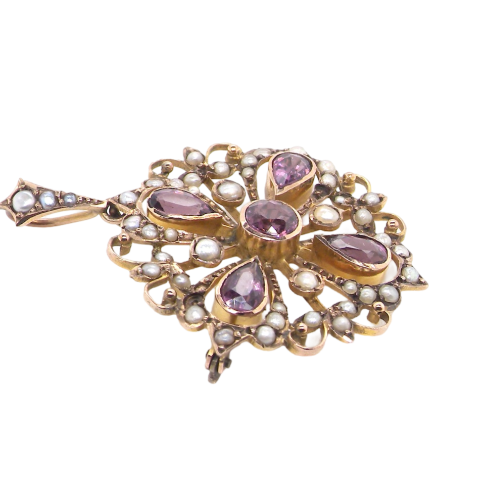 amethyst and pearl pendant/brooch