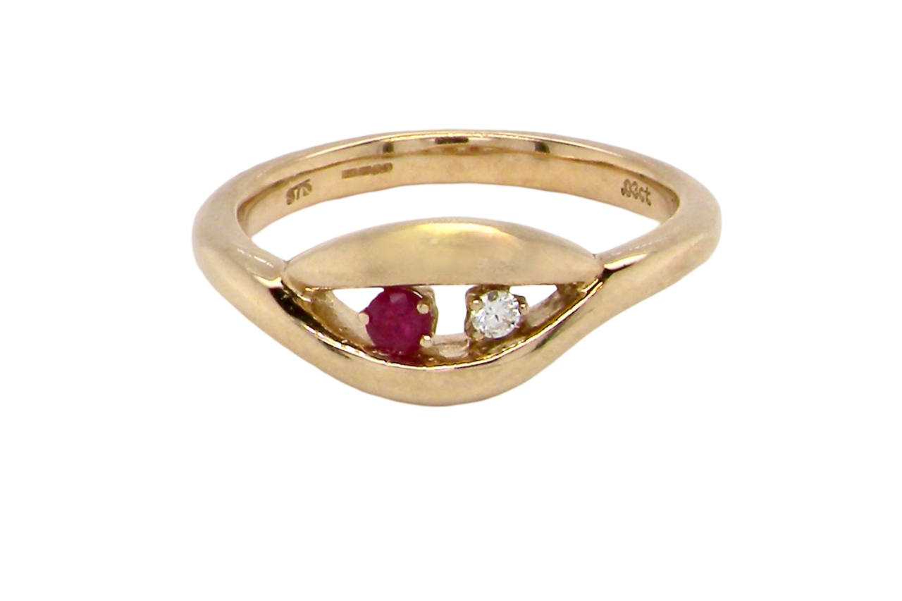 2 stone Ruby and Diamond Ring