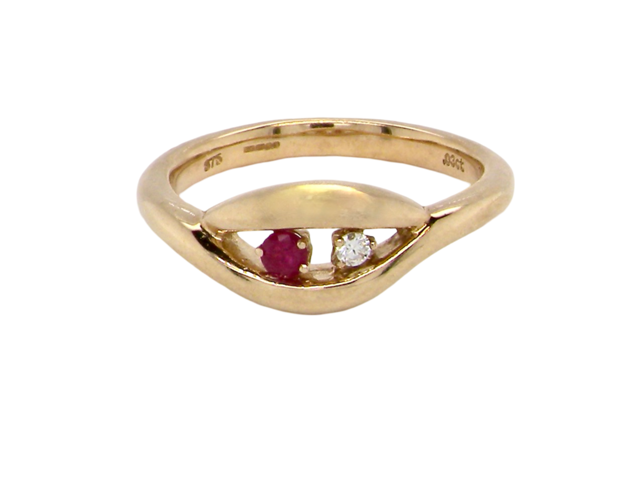 2 stone Ruby and Diamond Ring