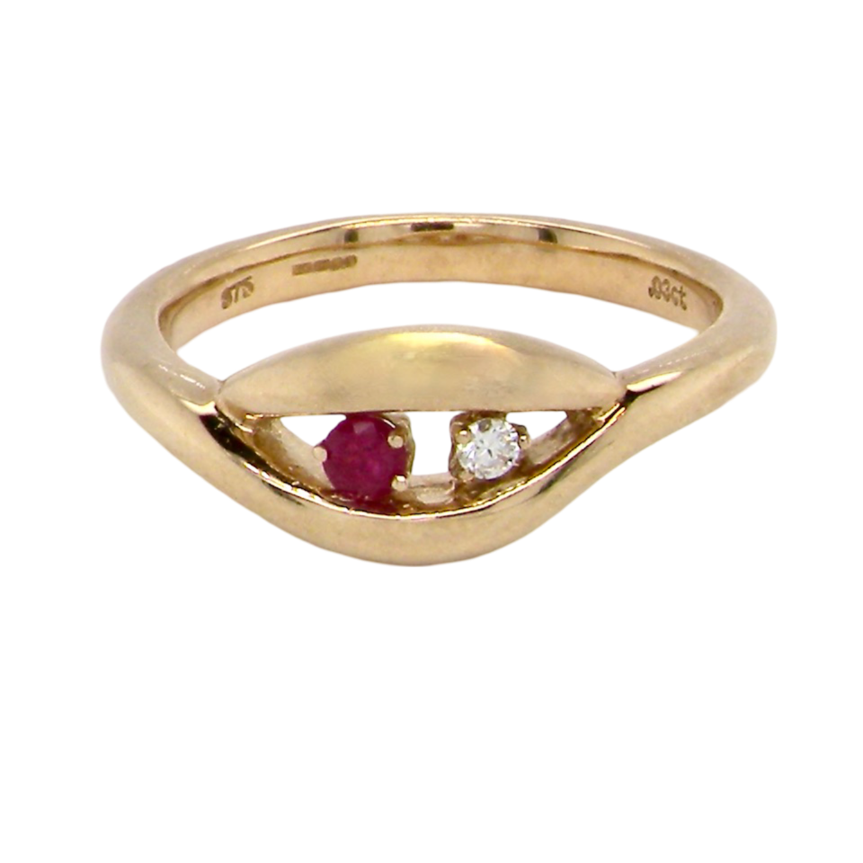 2 stone Ruby and Diamond Ring