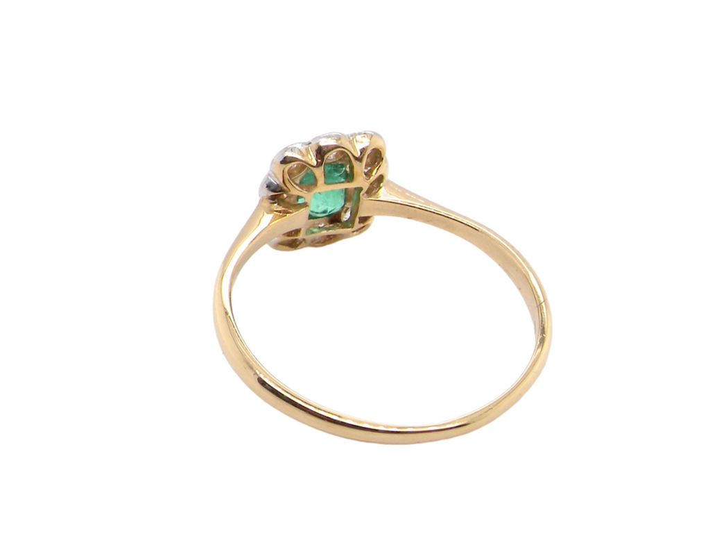 reverse view emerald and diamond ring