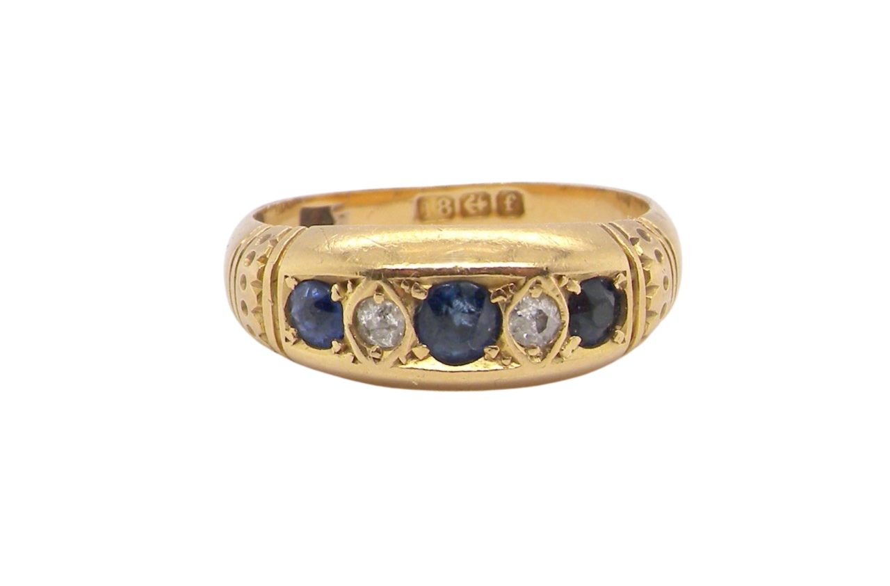 18 carat gold sapphire and diamond ring