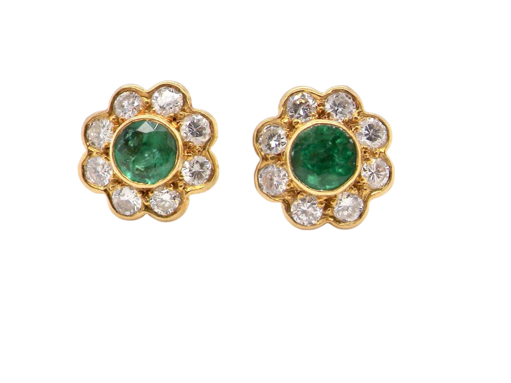 pair of emerald and diamond earrings