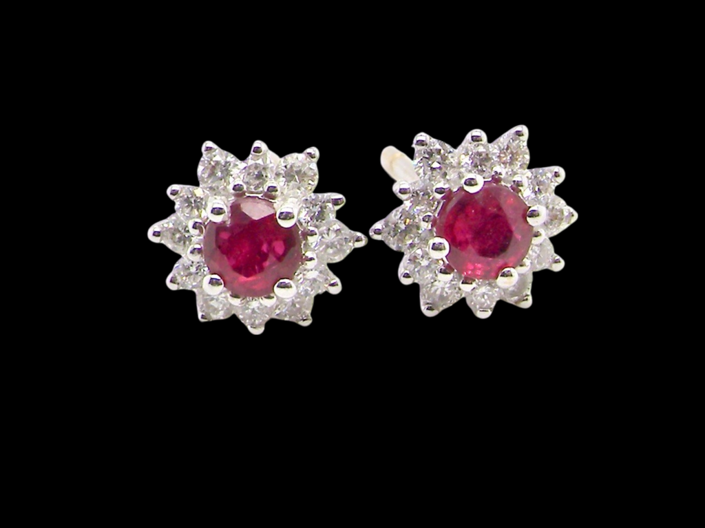pair of ruby and diamond earrings