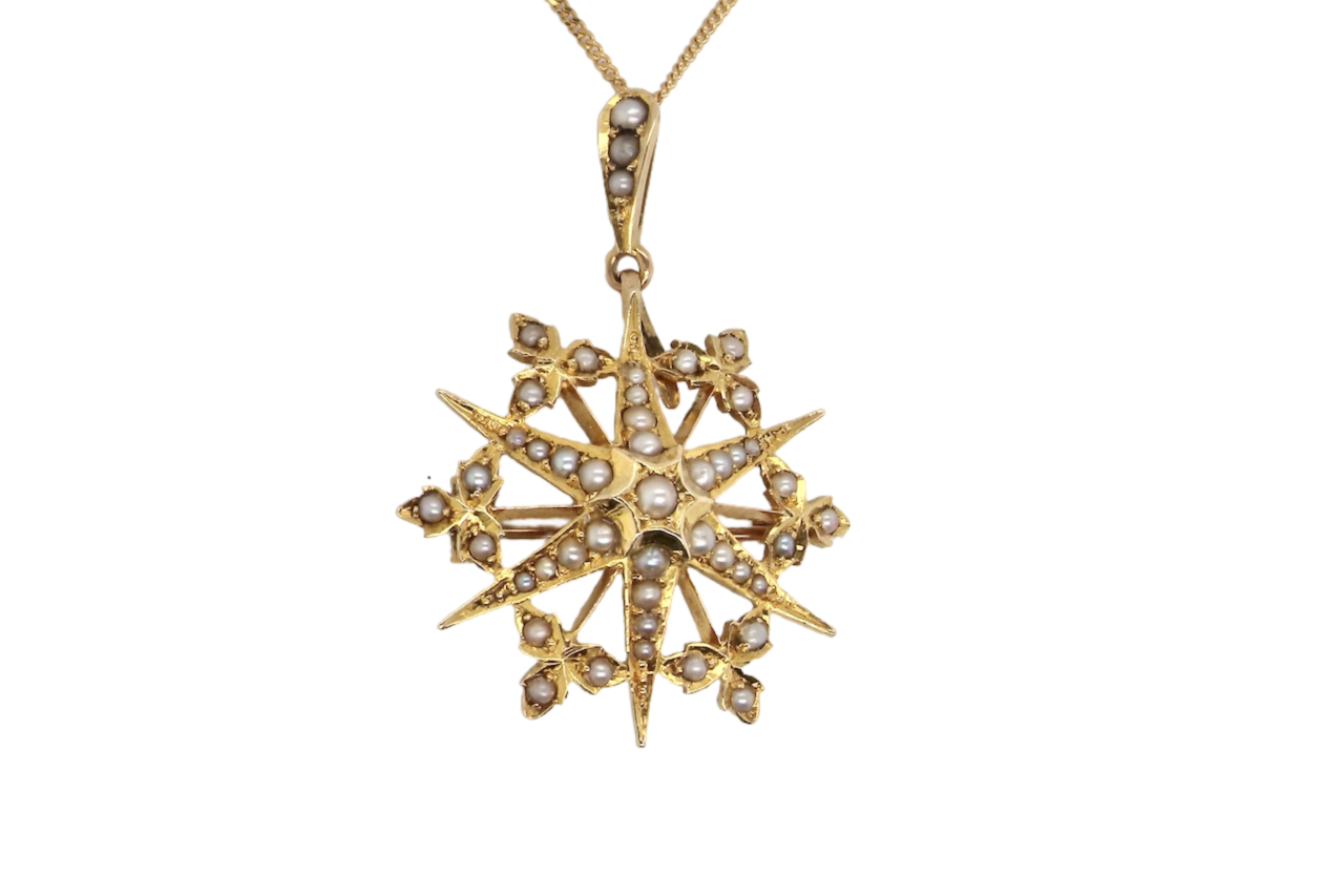 Victorian seed pearl pendant