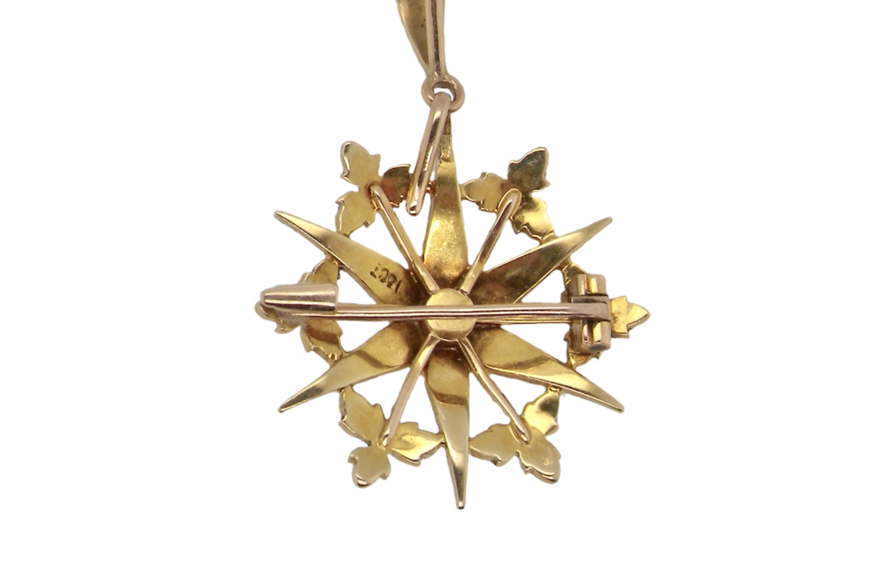 Rear of a Victorian seed pearl pendant