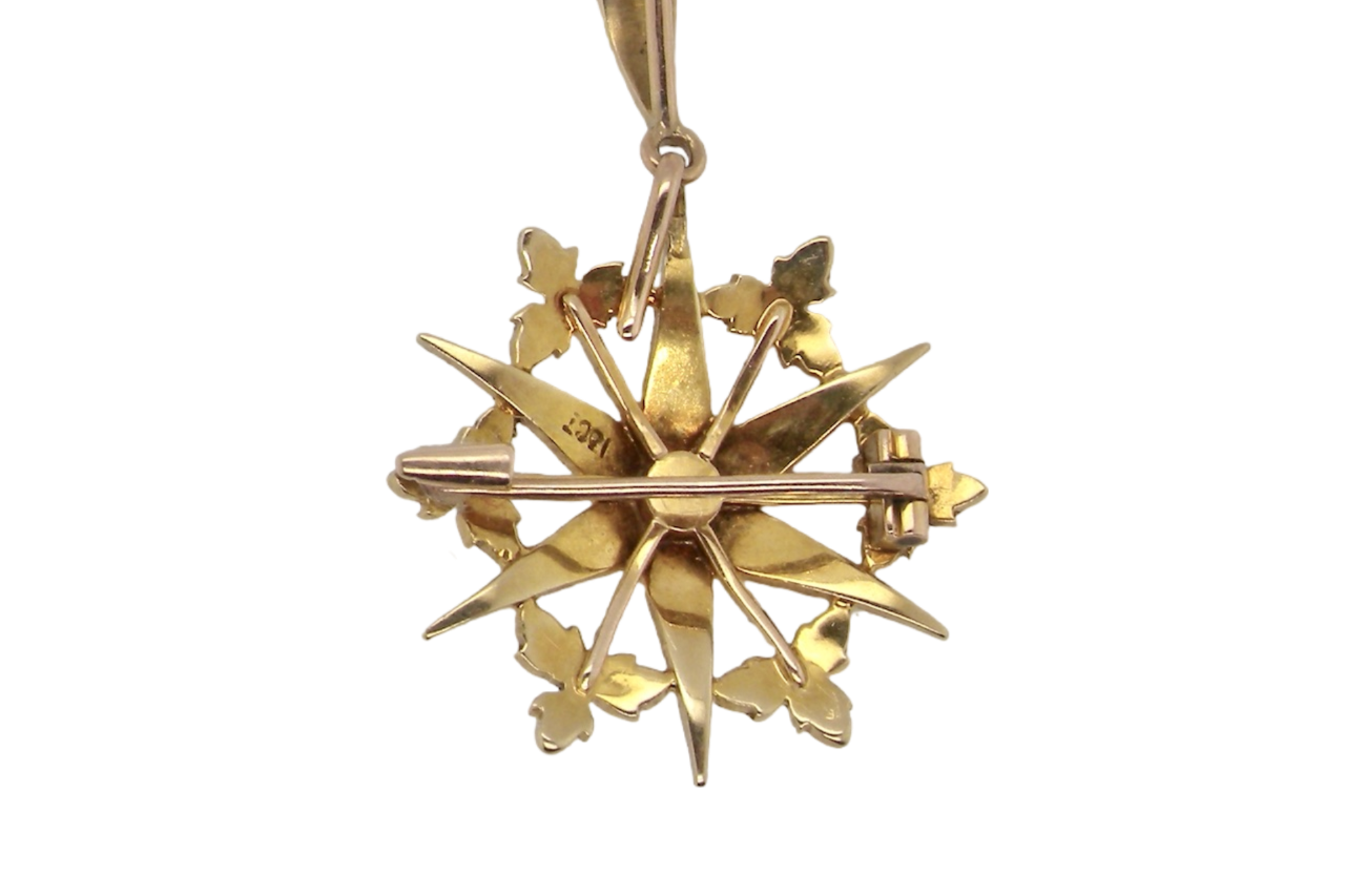 Rear of a Victorian seed pearl pendant