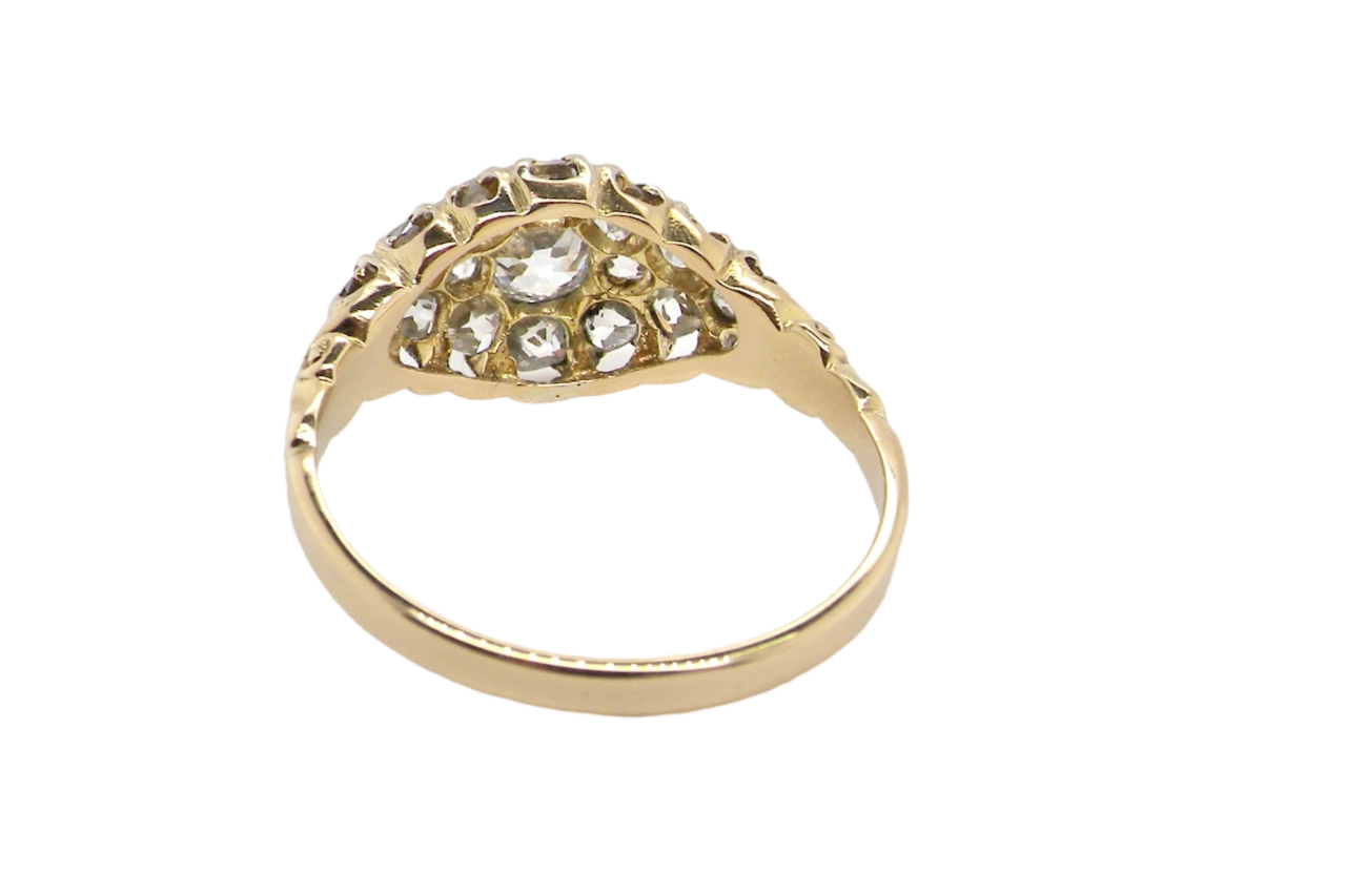 reverse of a diamond cluster ring