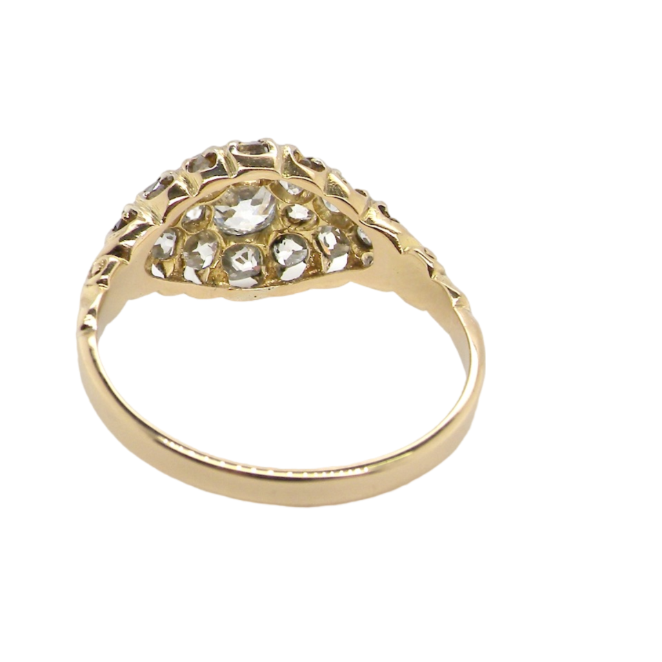 reverse of a diamond cluster ring