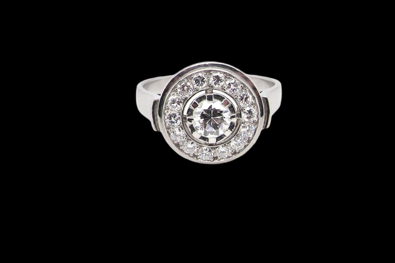 white gold diamond cluster ring